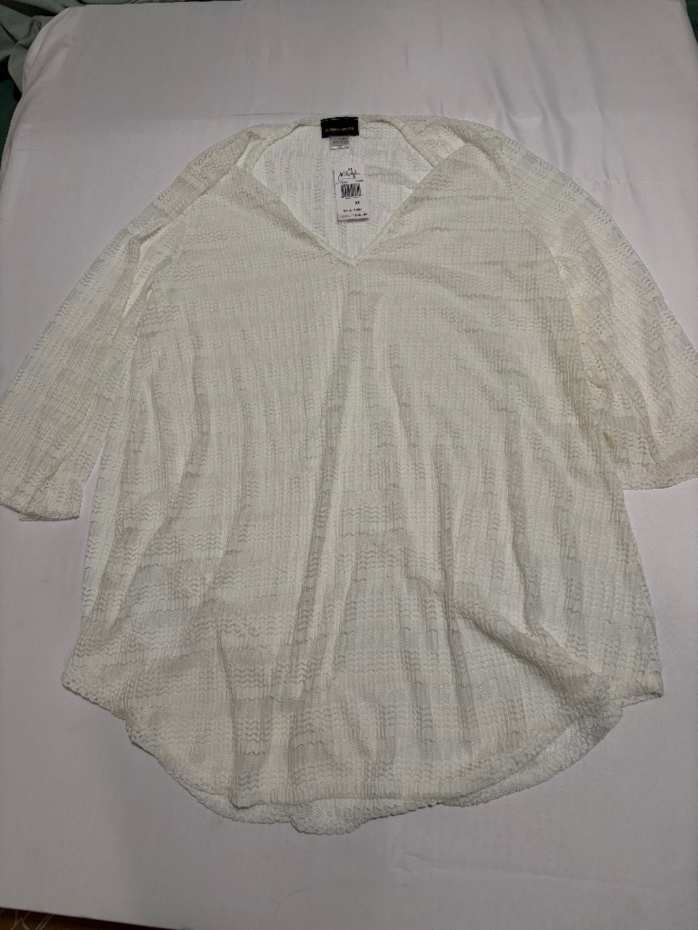 NWT Jordan Taylor White Chevron Textured Swim Cover Up Tunic Top Size XL
